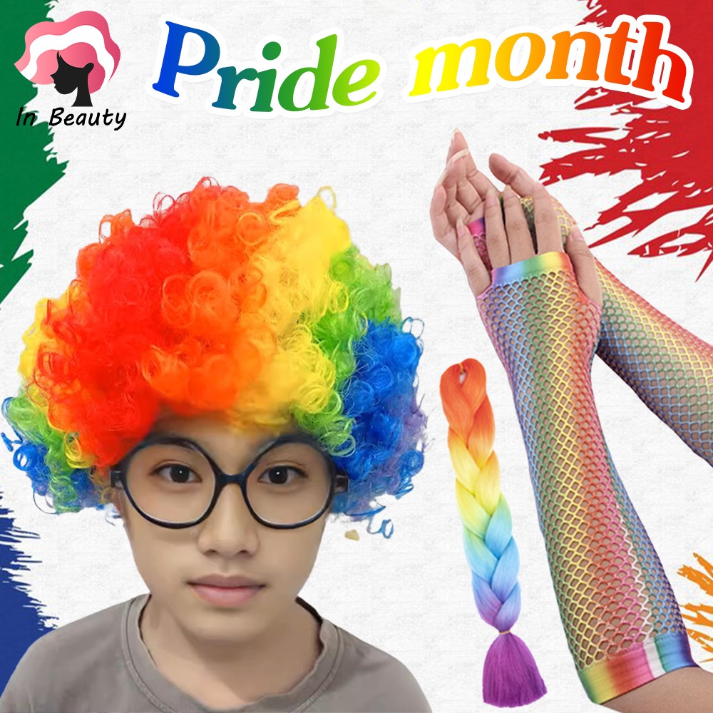 In Beauty อุปกรณ์สีรุ้ง ธงสีรุ้ง 🏳️‍🌈LGBT🏳️‍🌈 Pride Month สติ๊กเกอร์รอยสักสีรุ้ง รุ้ง วิกสีรุ้ง🏍️💨ส่งไวจาก กทม.