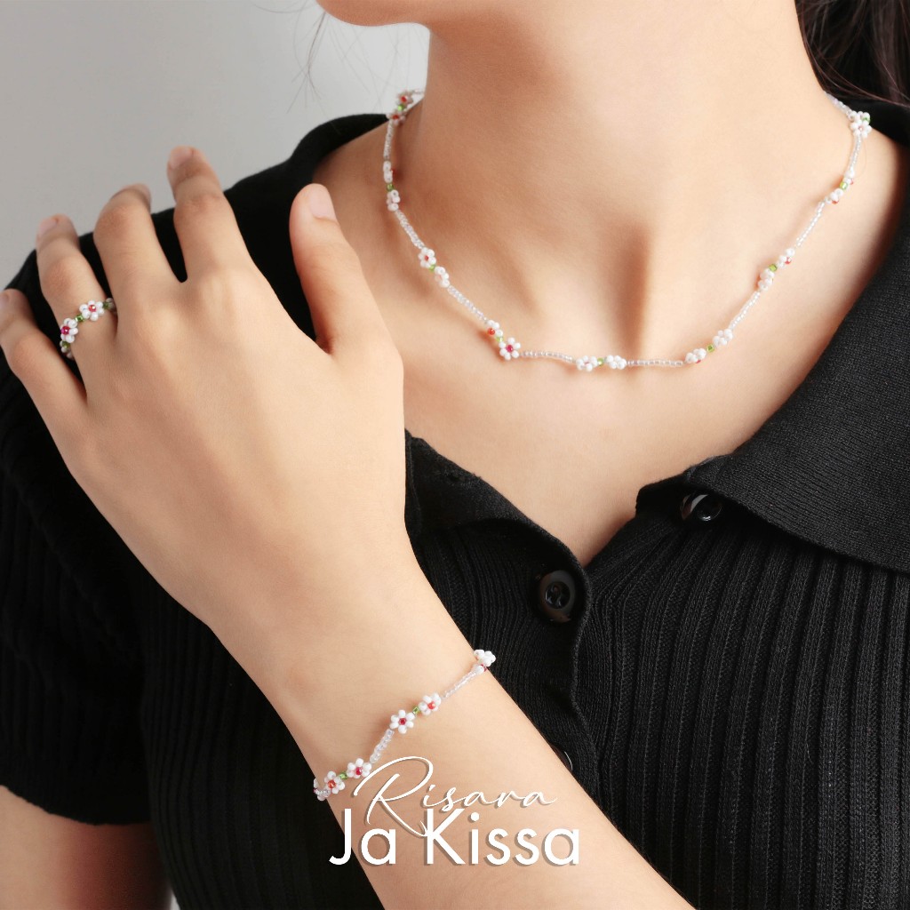 Risara Ja Kissa (FlowerCharms) สร้อยคอลูกปัด ลายดอกไม้ Handmade สร้อยคอ D.I.Y NCF001
