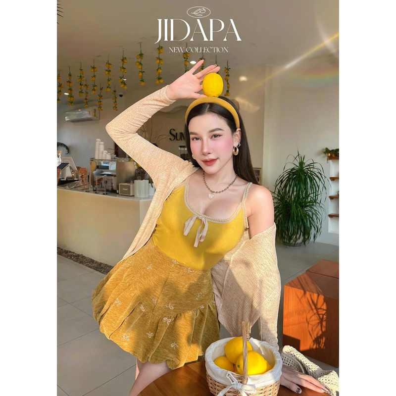 ชุดเซตกางเกงกระโปรงบอลลูน+เสื้อคลุม งานป้าย Jidapa style SizeXL ***มือ1ป้ายห้อย