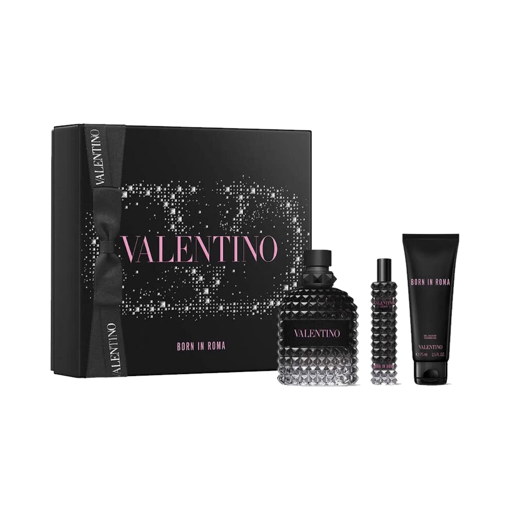 Valentino uomo born in roma set [EDT 100+15 ml+Shower Gel 75 กล่องดำ