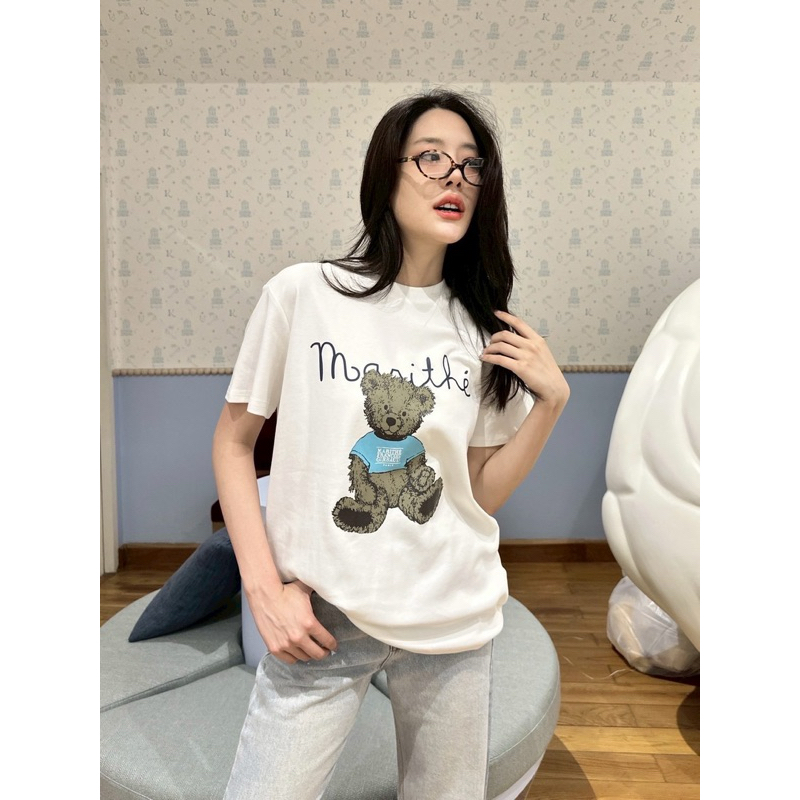 Mar Bear T-Shirt 🧸🩵(330฿)เสื้อยืดแบรนด์ดังเกาหลี รุ่นใหม่ ดีเทลสกรีนลายโลโก้น้องหมีด้านหน้า ชนช็อปเกาหลีเลยค้า valen - รูปที่ 7