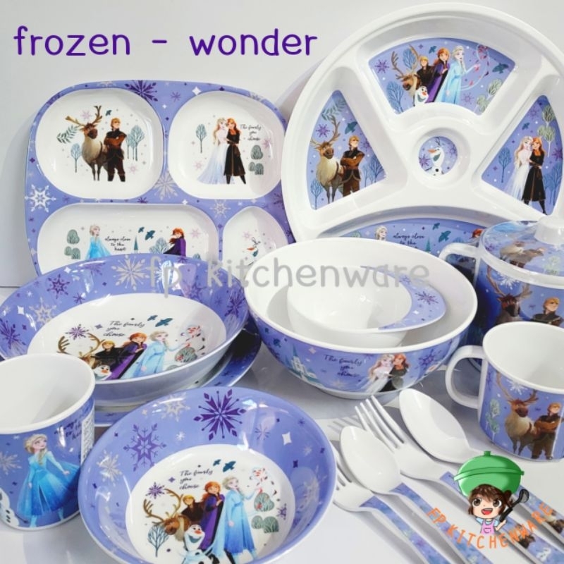 ลายใหม่!! Frozen - Wonder จานเมลามีน ถาดหลุม ชาม แก้วน้ำ จานเด็ก ถาดหลุม เจ้าหญิง เอลซ่า โฟรเซ่น