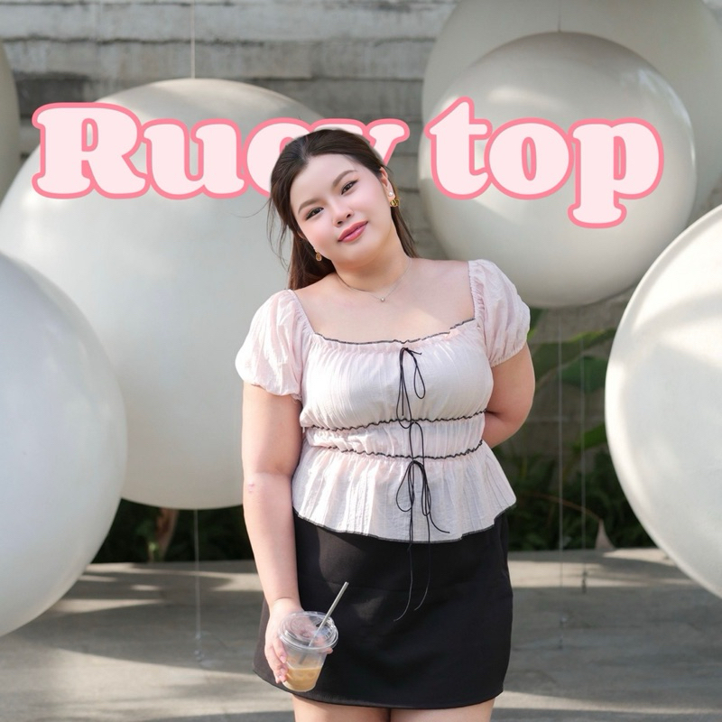 RUCY TOP เสื้อแขนสั้นผ้า Mossy สาวอวบ อก 36-46” Benzbunny29 #2116