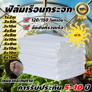 พลาสติกคลุมโรงเรือน กรีนเฮ้าส์ พลาสติกPE หนา 120/150 ไมครอน uv7% ขนาด เหมาะสำหรับงานกันซึมหลังคาเรือนกระจก ทำเฉพาะคุณภาพ