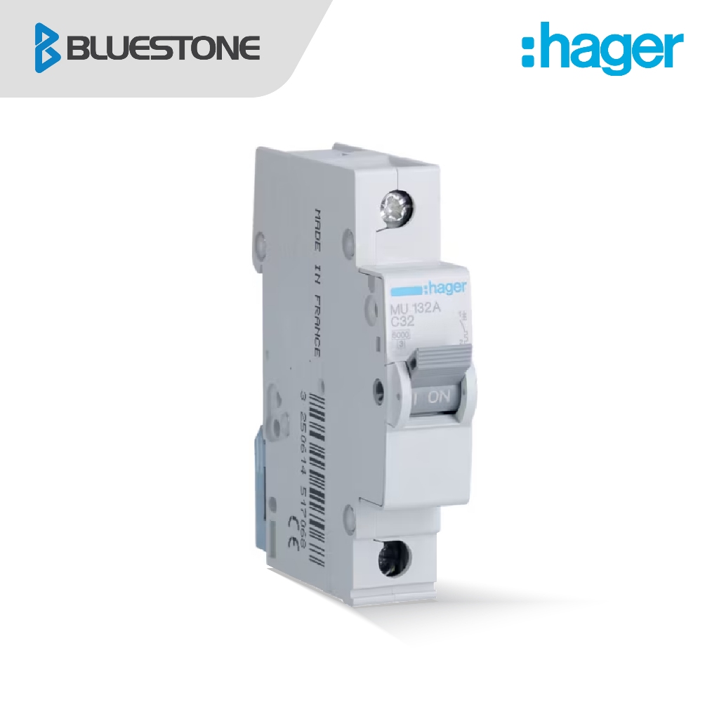 MCB 1P 6kA C- 32A hager เบรกเกอร์ Circuit breaker เซอร์กิตเบรกเกอร์ MU132A