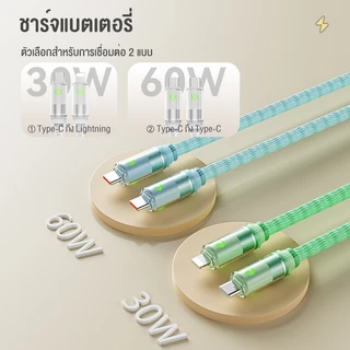 BASIKE สายชาร์จไอโฟน สายชาร์จเร็ว สายชาร์จ 60W Type-C to Type-C Cable For ip 15 แท็บเล็ต Fast Charge Cable ไฟแสดงสถานะ