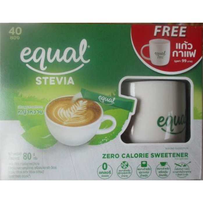 Equal Stevia 40 Sticks + Free Mug a sugar substitute sweetener, - อิควล สารให้ความหวาน แทน น้ำตาล จา