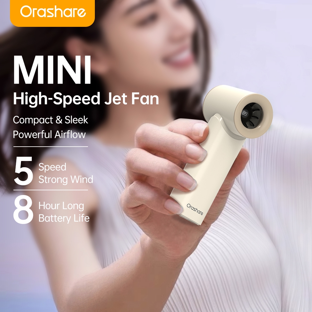 Orashare HF11 พัดลมมือถือ 5 ระดับความเร็ว แบต 3000mAh พกพาสะดวก กำลังลมแรง ระบายความร้อนเร็ว ชาร์จType-C​