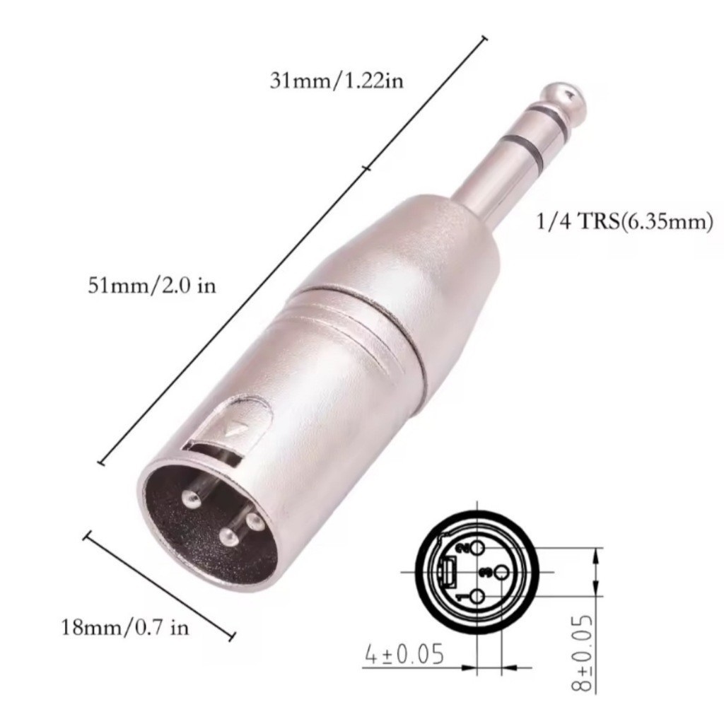 แจ๊คต่อสเตอริโอ6.35mm TO XLR CANNONปลั๊กไมค์ตัวผู้ ท้าย แคนน่อน ตัวผู้-เมีย ปลั๊กไมค์ ท้าย XLR ผู้-เมีย หัวแปลงแจ๊ค