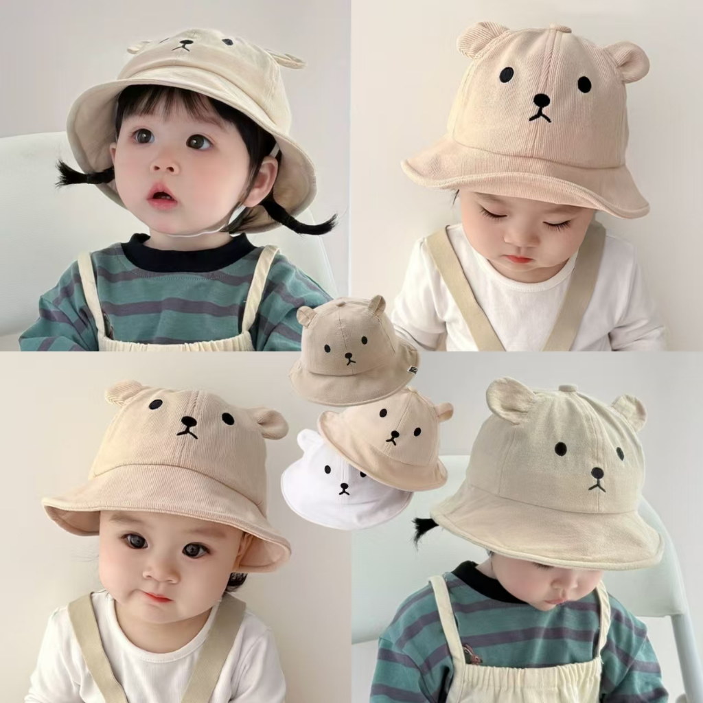 TH BABY หมวกกันแดดเด็ก ลายหมีน้อยน่ารัก ป้องกันแสงแดด ระบายอากาศ หมวกเด็กฤดูร้อน 6 36 เดือน หมวกปรับอาทิตย์