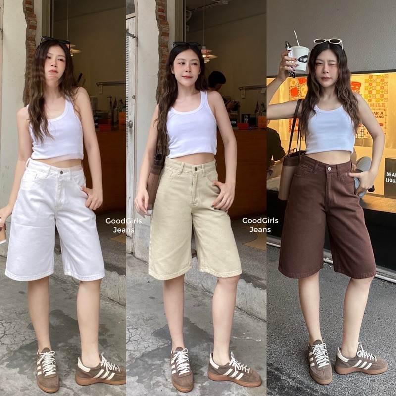 Olivine Shorts กางเกงยีนส์ขาสั้น 5 ส่วน ผ้าไม่ยืด ทรางสวย 🤎🤍💛