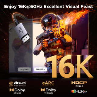Ugreen สาย DisplayPort 2.1 80Gbps รองรับ 16K/60Hz สำหรับจอเกมมิ่ง การตัดต่อ รุ่น DP131