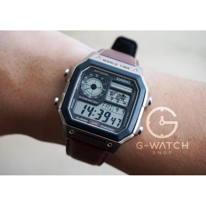 [มีสินค้าพร้อมจัดส่ง] CASIO Digital Leather Strap AE-1200WHL-5AV, AE-1200WHL-5A, AE-1200WHL-5, AE-1200WHL, AE-1200