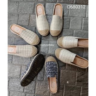 แนะนำ+1ไซด์ รองเท้าแตะเปิดส้นผ้าทวิต de shoes เย็บขอบเชือกปอ…