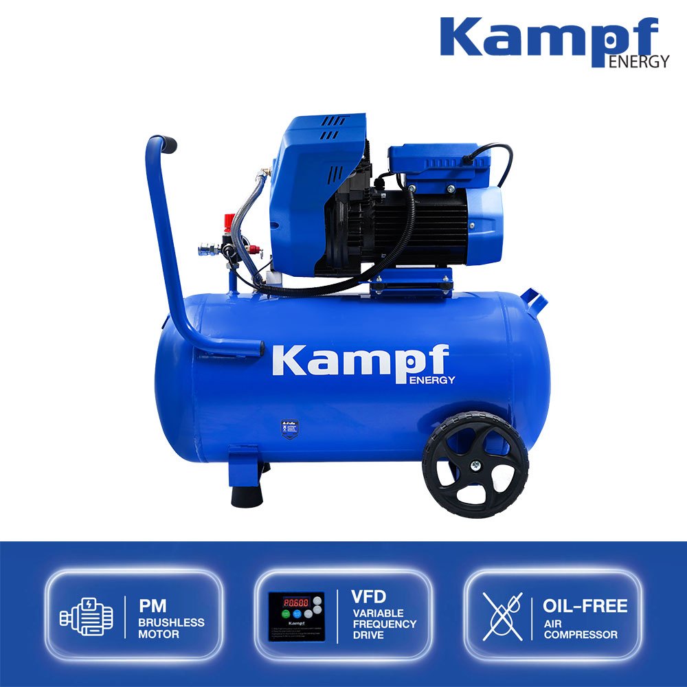 ปั๊มลมไร้น้ำมัน ปั๊มลม Inverter KAMPF KMPPMV50 ขนาด 1500/1800W ถัง 50 ลิตร
