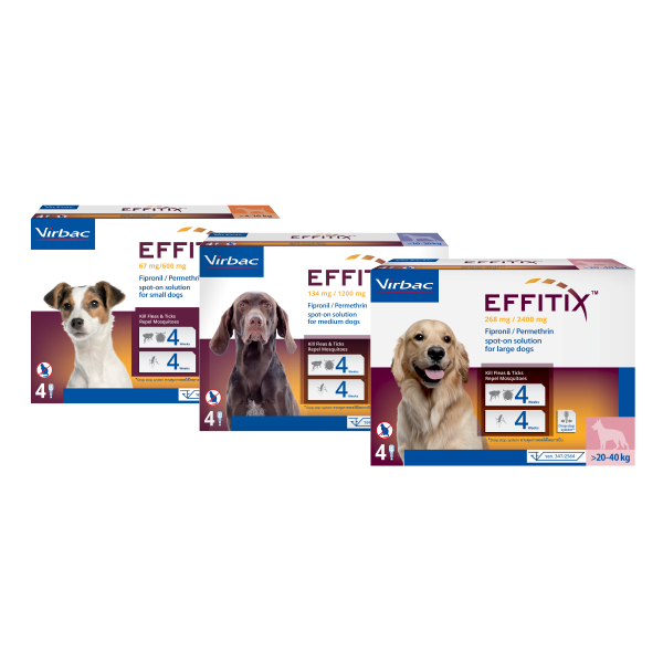 Virbac EFFITIX® Spot-on เอฟฟิติค ผลิตภัณฑ์กำจัด เห็บ หมัดและไล่ยุง ชนิดหยอดหลัง สำหรับสุนัข