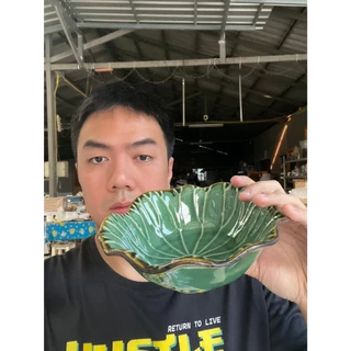 ชามใบบัวเซรามิก ชามก๋วยเตี๋ยว ชามร้านอาหารคาเฟ่ ขนาด 7.5 นิ้ว สีเขียว เนื้อสโตนแวร์ stoneware ออกใบกำกับได้ รหัส 41025