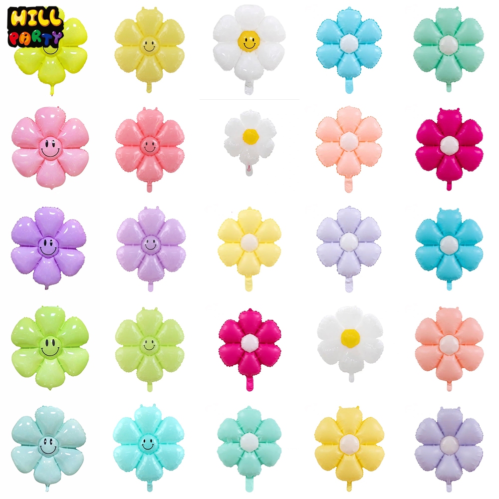 ลูกโป่งฟิล์มอลูมิเนียม รูปดอกเดซี่ยิ้ม สำหรับจัดสถานที่ ตกแต่งงานเลี้ยง ปาร์ตี้ วันเกิดเด็ก เทศกาล ปัจฉิม