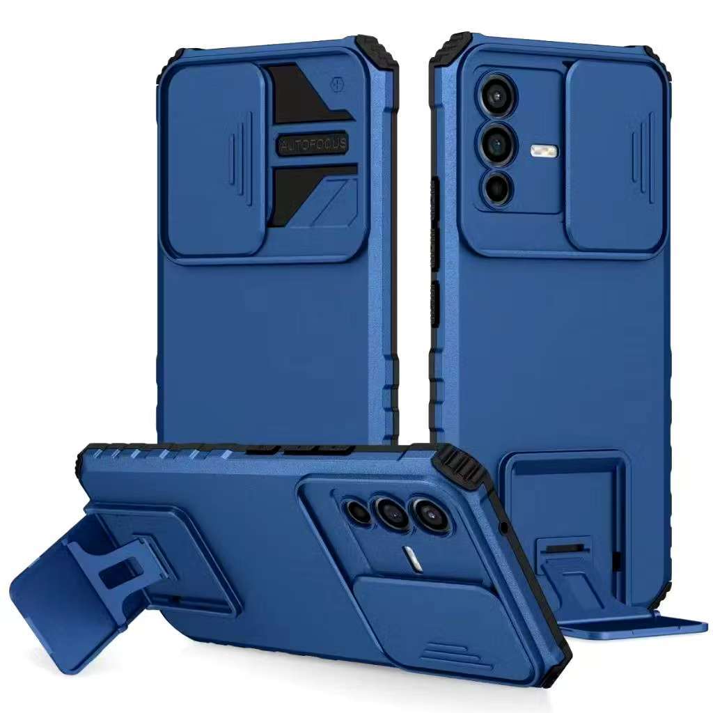 เคสหุ่นยนต์ใหม่ สไลด์กล้อง สำหรับรุ่น Vivo V23 V23E เคสกันกระแทก กันรอยกล้อง มีขาตั้งได้