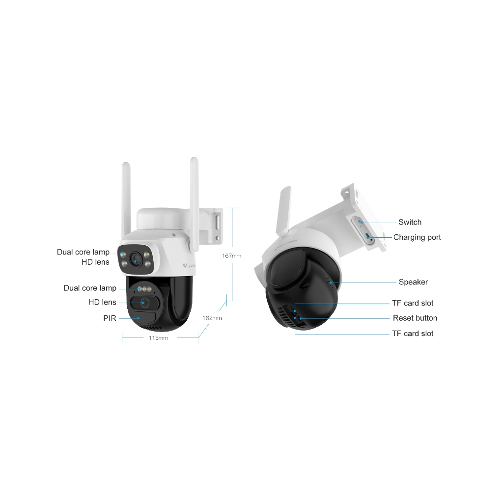 VSTARCAM CB622DR WIFI/BG622DR/BG69 4G LTE SIM 3MP 1296p กล้องวงจรปิดใส่ซิม (2 เลนส์กล้อง) แผงโซล่าเซลล์+แบตเตอรี่ในตัว รูปที่ 6