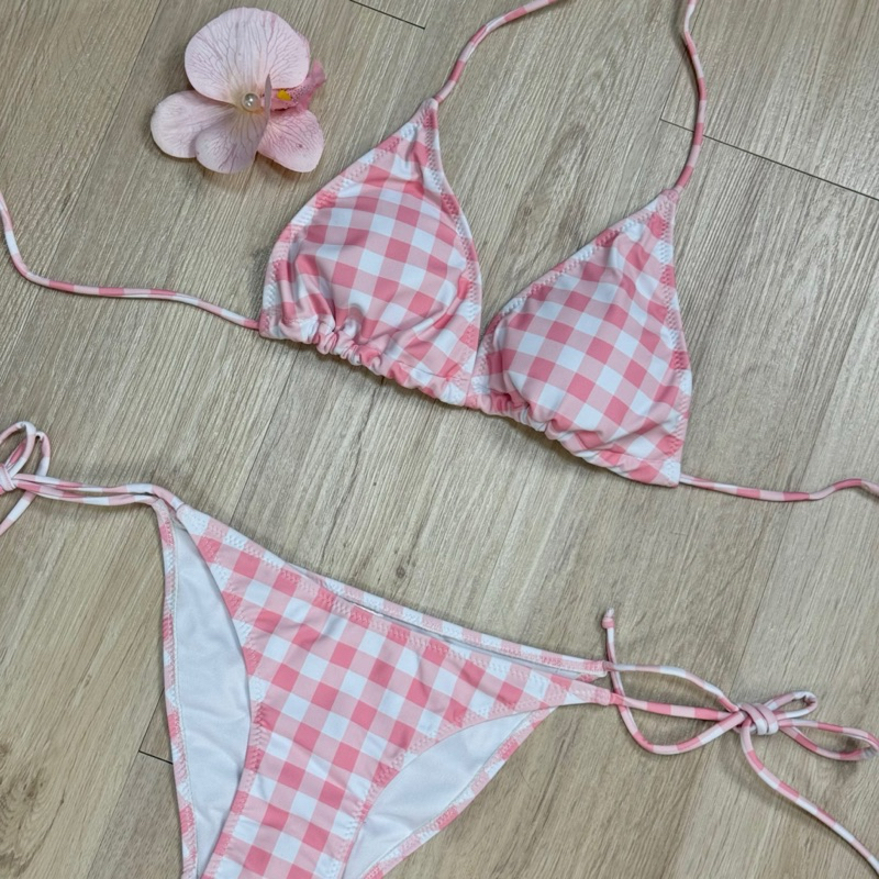 Angels.fav - บิกินี่ลายตารางสีชมพู