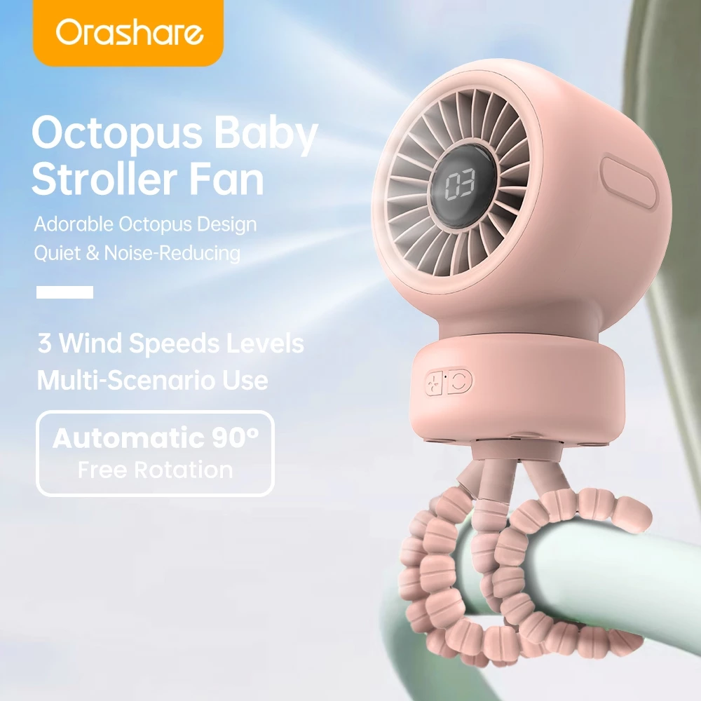 Orashare OCF01PRO พัดลมพกพาสำหรับรถเข็นเด็ก 4000mAh หมุน 360 องศา thumbnail 10