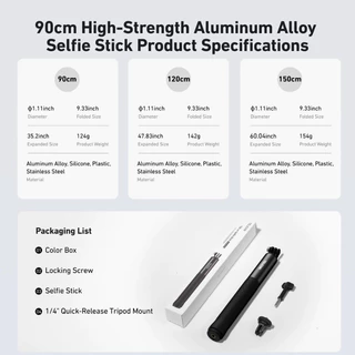 Telesin GoPro , Insta360 , DJI Osmo360 , 5Pro / 4 / 3 Aluminum high strength selfie stick 90 /120/150cm