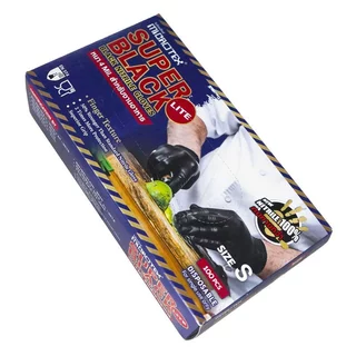 Super Black Lite(100 ชิ้น/กล่อง)ถุงมือยางไนไตรล์สีดำ หนา 4 mil. | ทำอาหาร | ร้านอาหาร | คาเฟ่