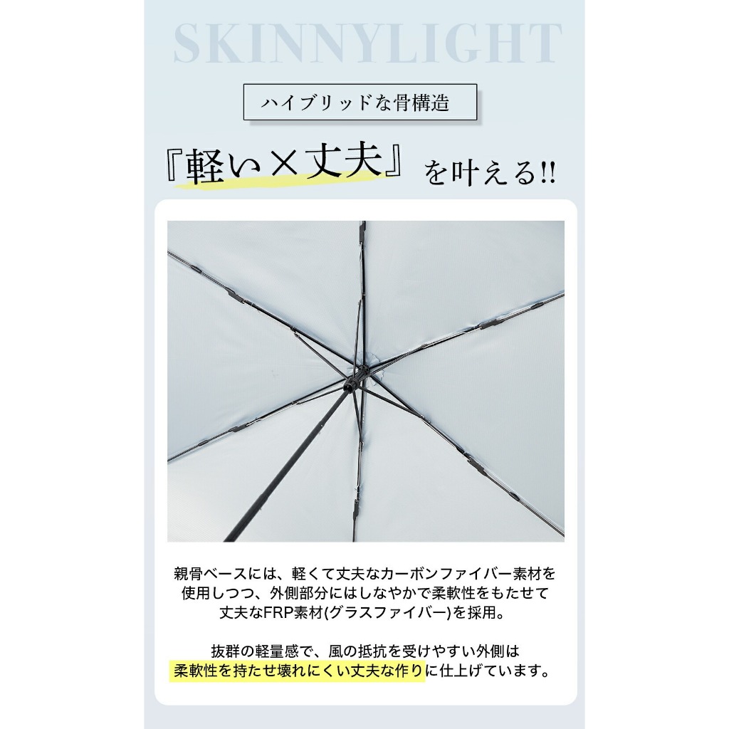 [Waterfront official brand store] Skinny Light fold 60cm umbrella big but compact size