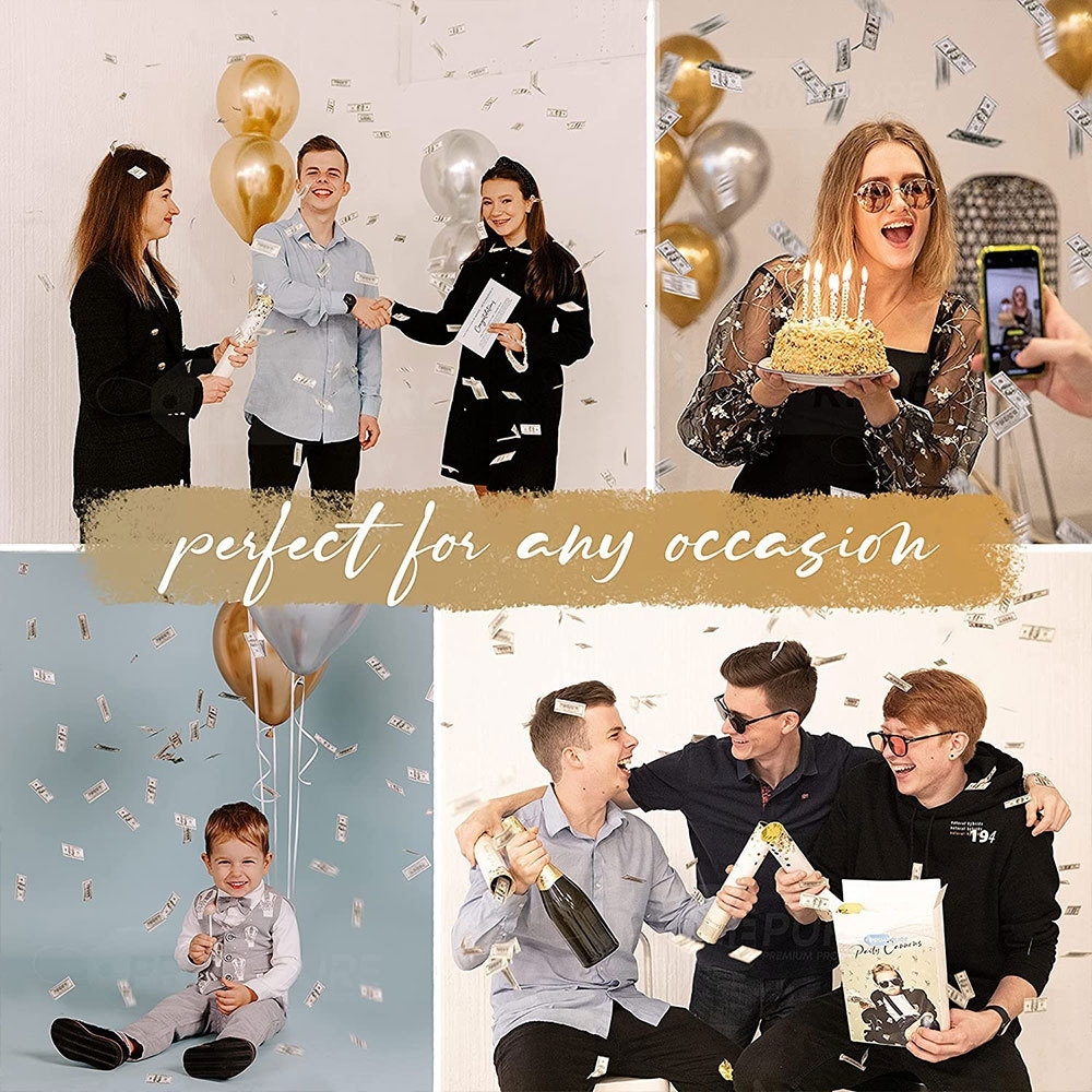 พลุกระดาษดอลล่า ขนาด 30cm รวยมาก โปยเงิน Dollar confetti