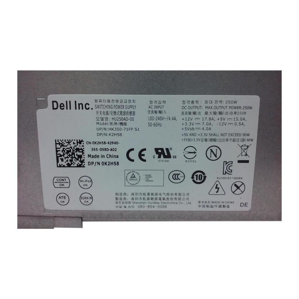 Dell K2H58 Vostro 200s 220 Optiplex 790 990 250W 24 Pin SFF Power Supply