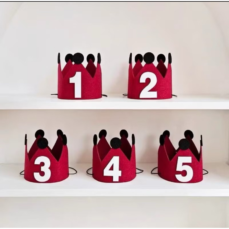 มงกุฎวันเกิดสีแดง ขนาเ9cm*10cm หมวกวันเกิด Happy Birthday หมวกปาร์ตี้ พร๊อบถ่ายรูป พร้อมส่งในไทย