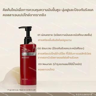 ใหม่! WATERCOME 【ร้านครีมแก้มอ้วน】ยาสระผมและครีมนวดสูตรคอลลาเจนเปปไทด์ขิงเหลืองยูนนาน 400ml.