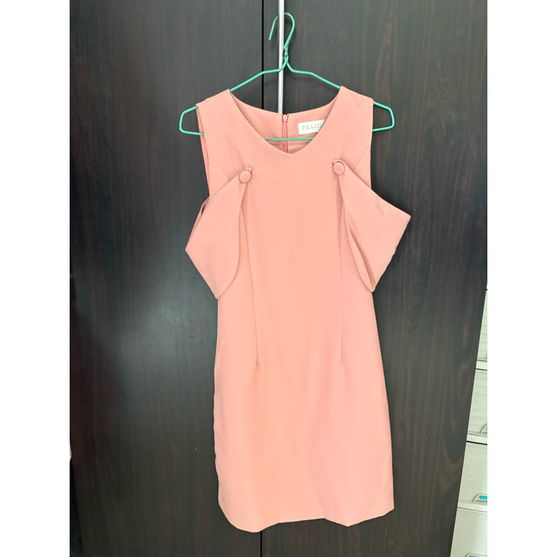 ชุด Dress ใส่ไปงานแต่งได้ (สีชมพู)
