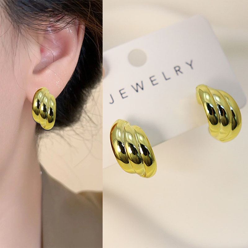 ขายดี ต่างหูทอง earring ต่างหูห่วง ตุ้มหูห่วง เงิน หรูหรา jewelry accessories สําหรับผู้หญิง 92.5%เข็มเงิน