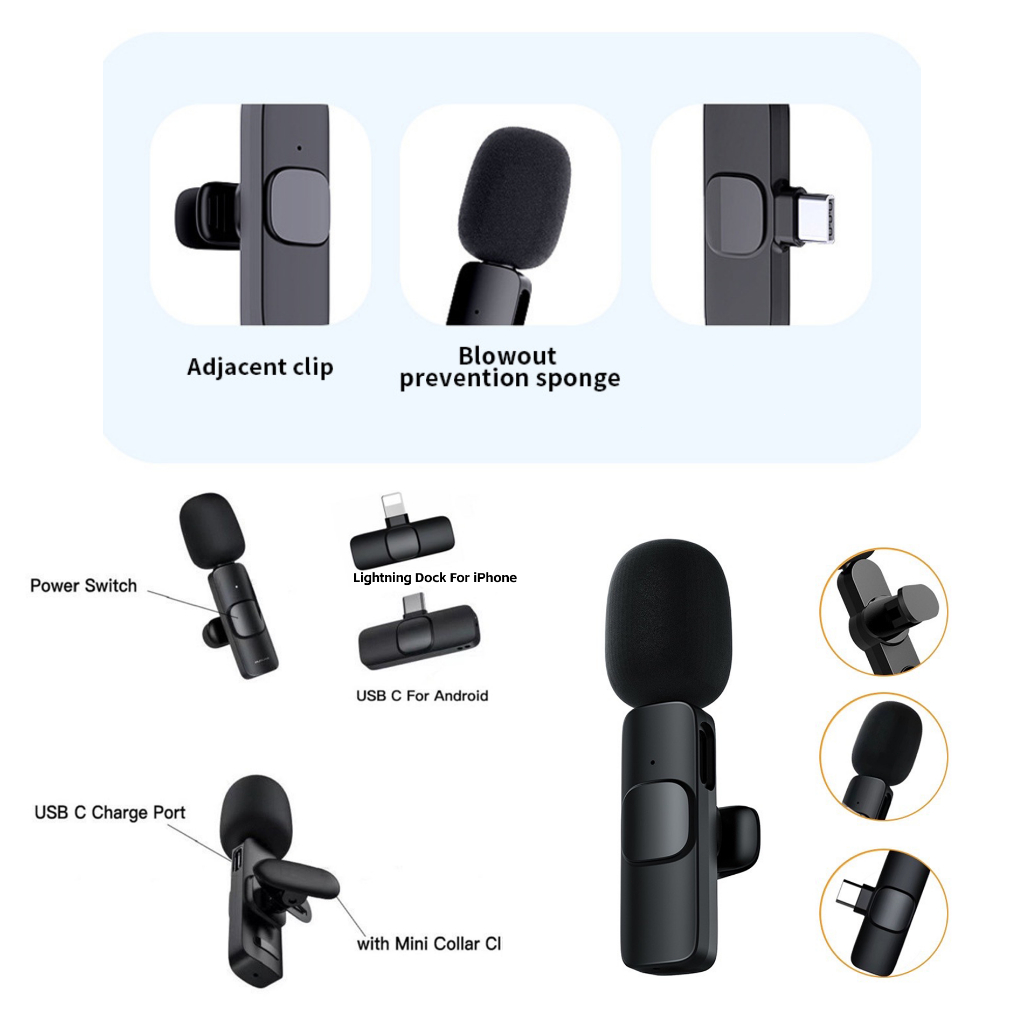 ❤เตรียมจัดส่ง❤ Wireless Microphone สมาร์ทโฟน ไมค์ไร้สายหนีบเสื้อ ไมค์คลิปหนีบ