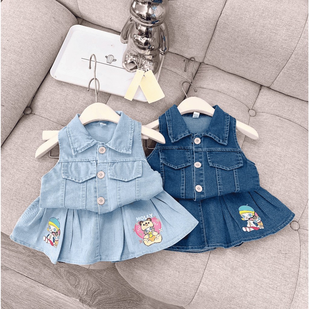 พร้อมส่ง ร76-ร77 5120  ชุดเด็กยีนส์มอลลี่