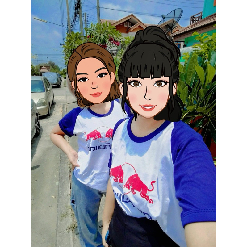 เสื้อยืดคอกลมกระทิงแดงงานแท้ป้ายสีน้ำเงิน ฟรีไซส์ อก42” ยาว29“