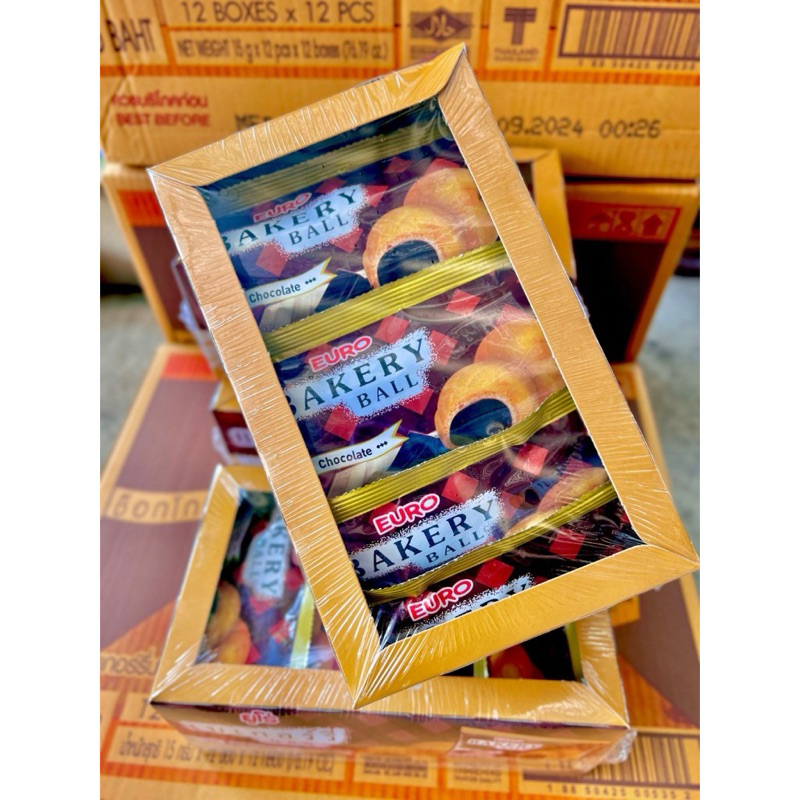 EURO รสช็อคโกแลต BAKERY BALL ยูโร่ Euro bakery ball ยูโร่เบเกอร์รี่บอล ขนาด 15กรัม แพ็ค 12ชิ้น