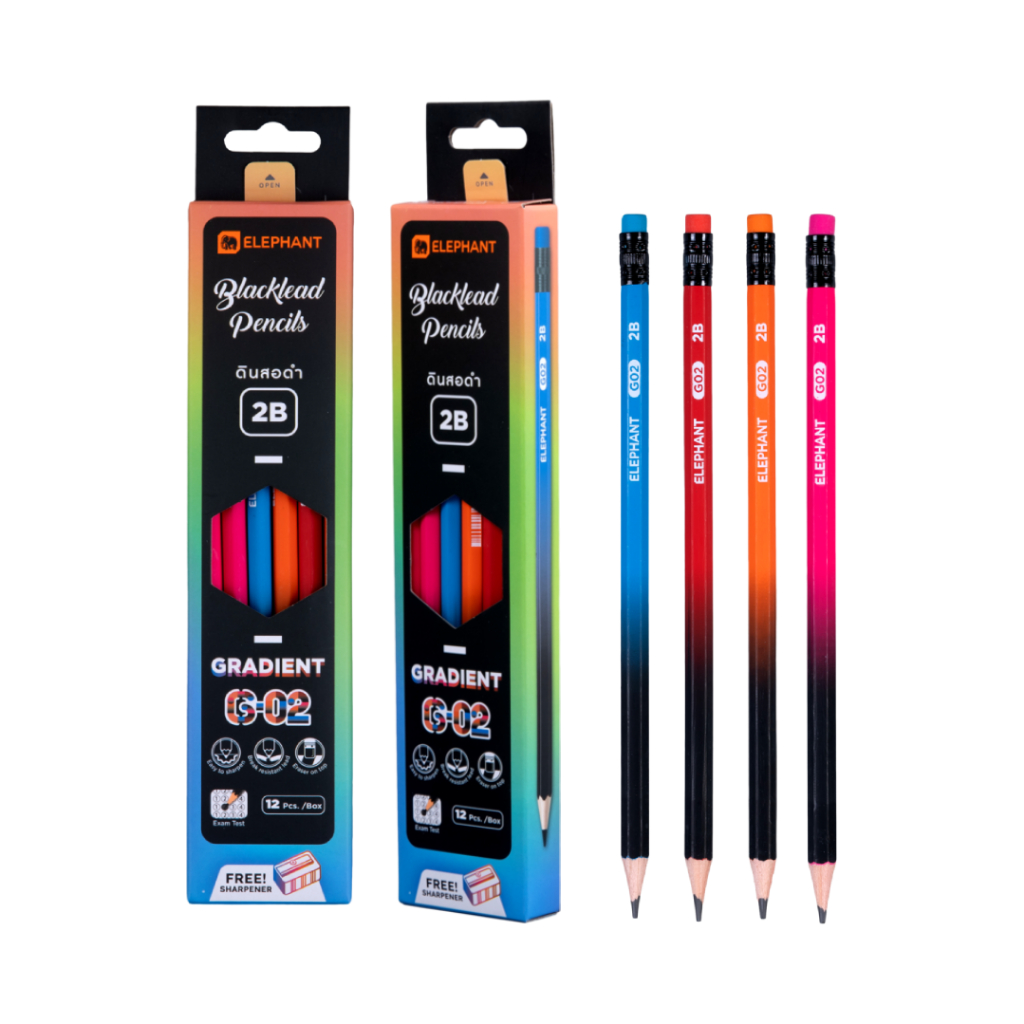 Elephant ดินสอ ดินสอดำ 2B No.G-02 จำนวน 4 แท่ง และ 12 แท่ง