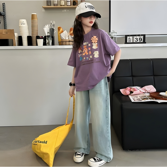 (จัดส่งตลอด 24 ชั่วโมง)KIDS PRINCESS มาใหม่เด็กแขนสั้นเสื้อยืดฤดูร้อนการ์ตูนพิมพ์รอบคอผ้าฝ้ายด้านบน D62 - รูปที่ 6