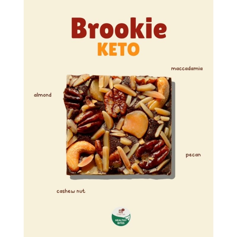 เซ็ท 2 ชิ้น - อร่อยไม่อ้วน - Brookie ไร้แป้ง/น้ำตาล/นมเนย ขนาด 3x3นิ้ว - Oven Talk
