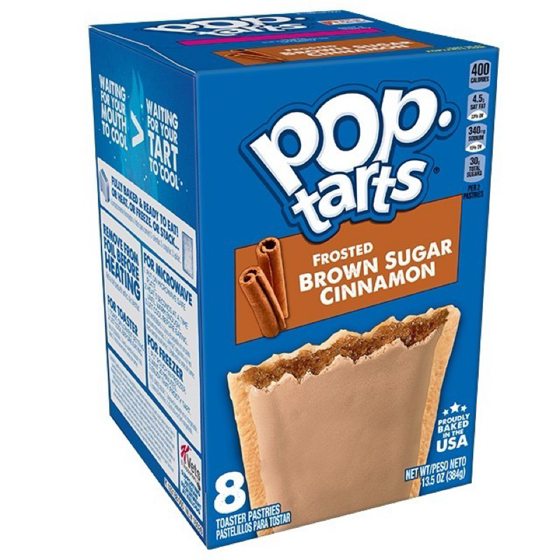 Kellogg's Pop Tarts Brown Sugar Cinnamon 384g. ขนมอบกรอบสอดไส้น้ำตาลทรายแดง