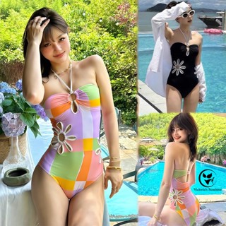 ชุดว่ายน้ำวันพีช ชุดว่ายน้ําแฟชั่น one piece beachwear ผูกคอ…