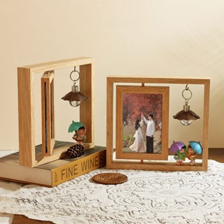 กรอบรูปไม้ แบบตั้งโต๊ะ ของตกแต่งโต๊ะทำงาน กรอบรูปหมุนได้ ทำจ…