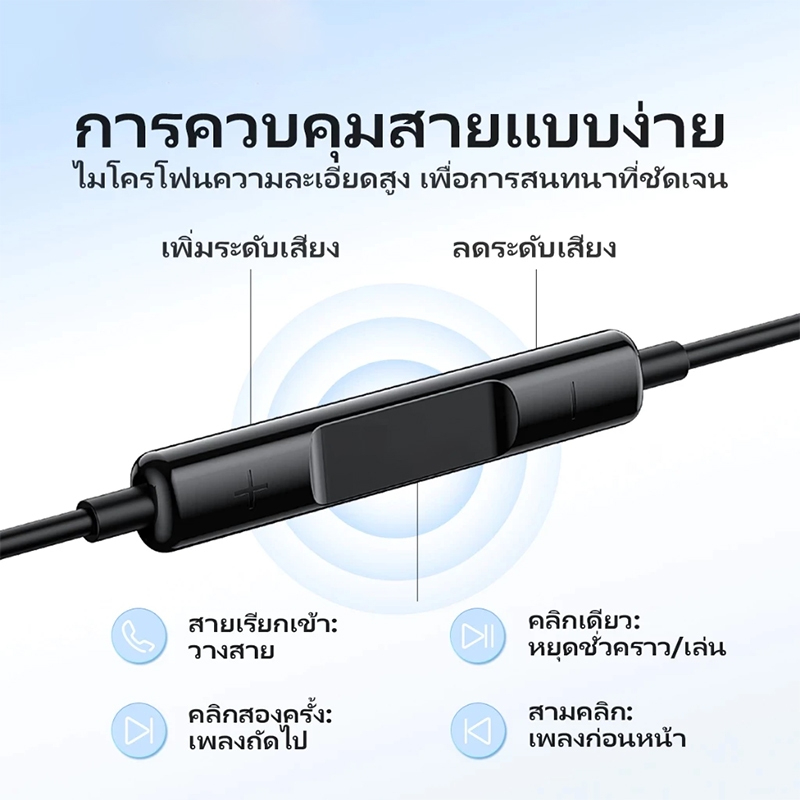 หูฟัง Megix E26 หูฟังแบบมีสาย 3.5mm/Type-c รองรับการโทร ช่องทางซ้ายและขวา คุณภาพเสียงของแท้  เบสหนัก ราคา ถูกที่สุด ดีลบีเคเค แกลเลอรีภาพที่ 5