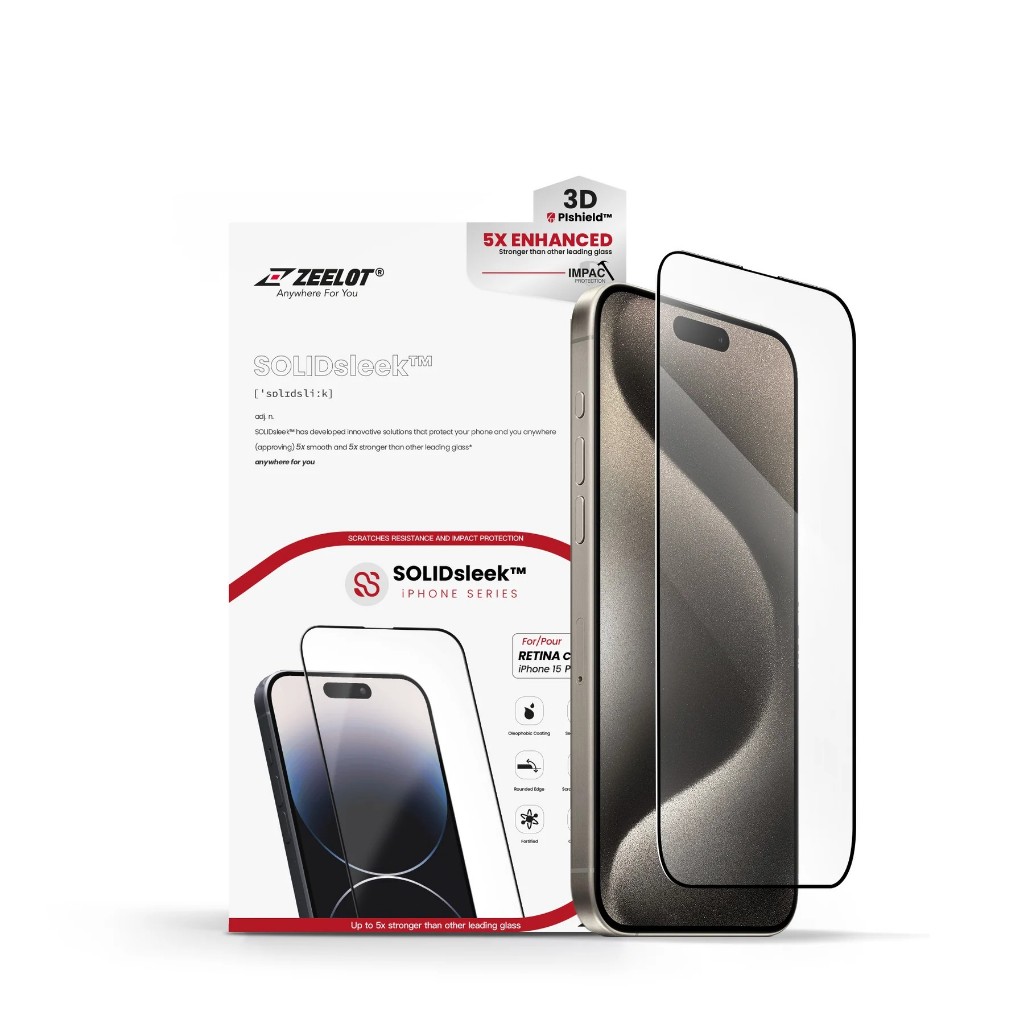 ZEELOT - SolidSleek 3D Retina Clear ฟิล์มกระจกใสสำหรับ iPhone 15 Series