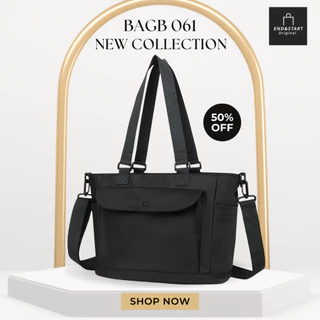 BAGB061 กระเป๋าทรง Toteกระเป๋าผ้าใบดีไซน์เรียบง่ายแต่แฝงความเก๋ไก๋ สไตล์มินิมอล เนื้อผ้าไนลอนกันน้ํา