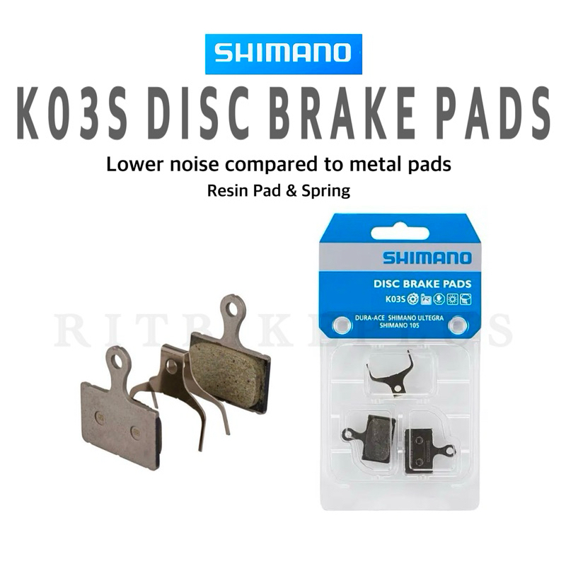 ผ้าเบรคดิสก์ SHIMANO รุ่น K03S Disc Brake Pads Resin (สินค้าเปลี่ยนรหัสสินค้าเป็น K05S-RX นะคะ ใช้แทนกันได้เลย)