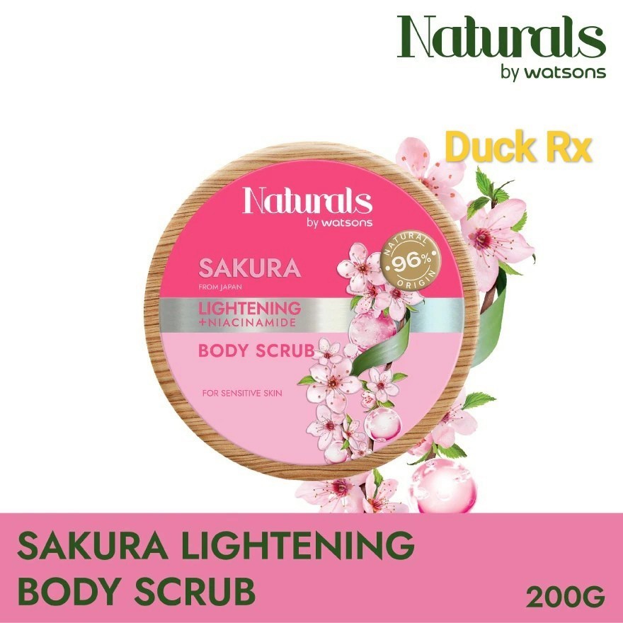 [Exp.12/2027] Naturals by watsons SAKURA LIGHTENING + NIACINAMIDE BODY SCRUB 200 g. เนเชอรัล บาย วัต
